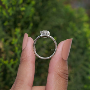 Round Cut Lab Diamond Curved Solitaire Ring