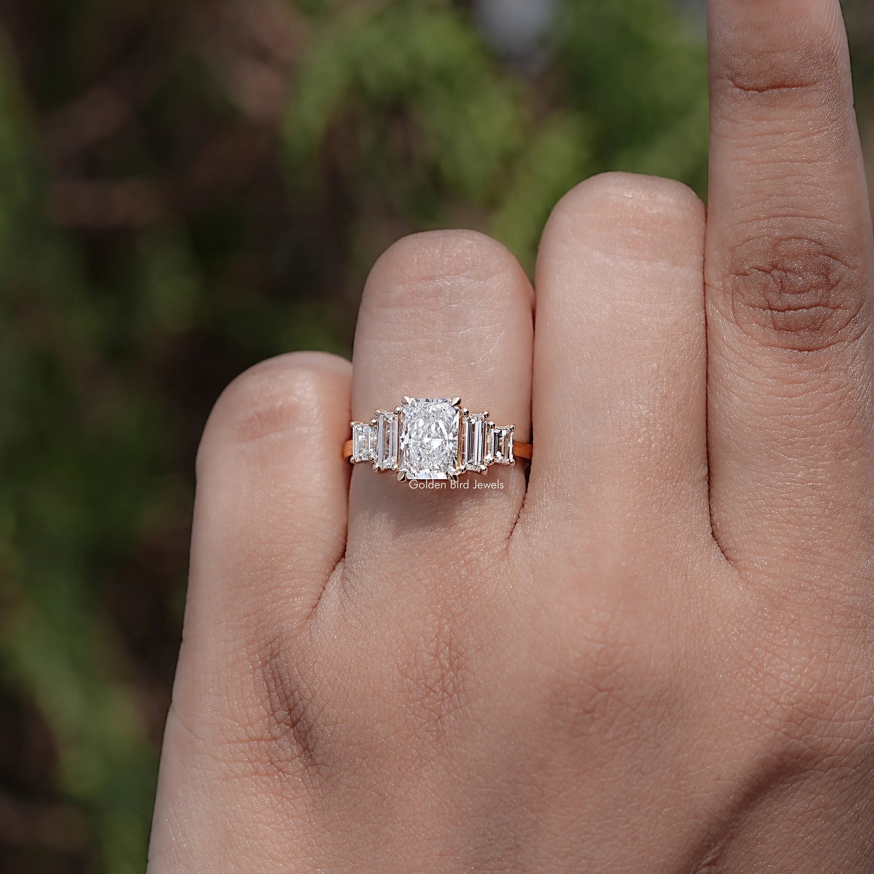 Top view of  Five Stone Engagement Ring