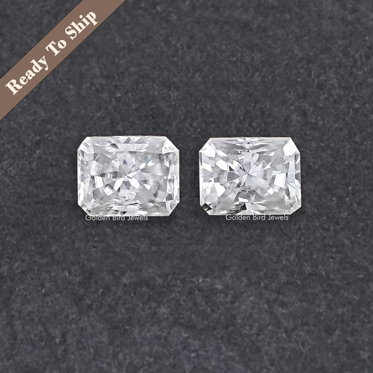 Front View of Radiant Cut Loose Moissanite Pair