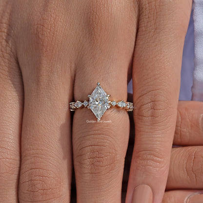 Dutch Marquise Cut Moissanite Accent Ring