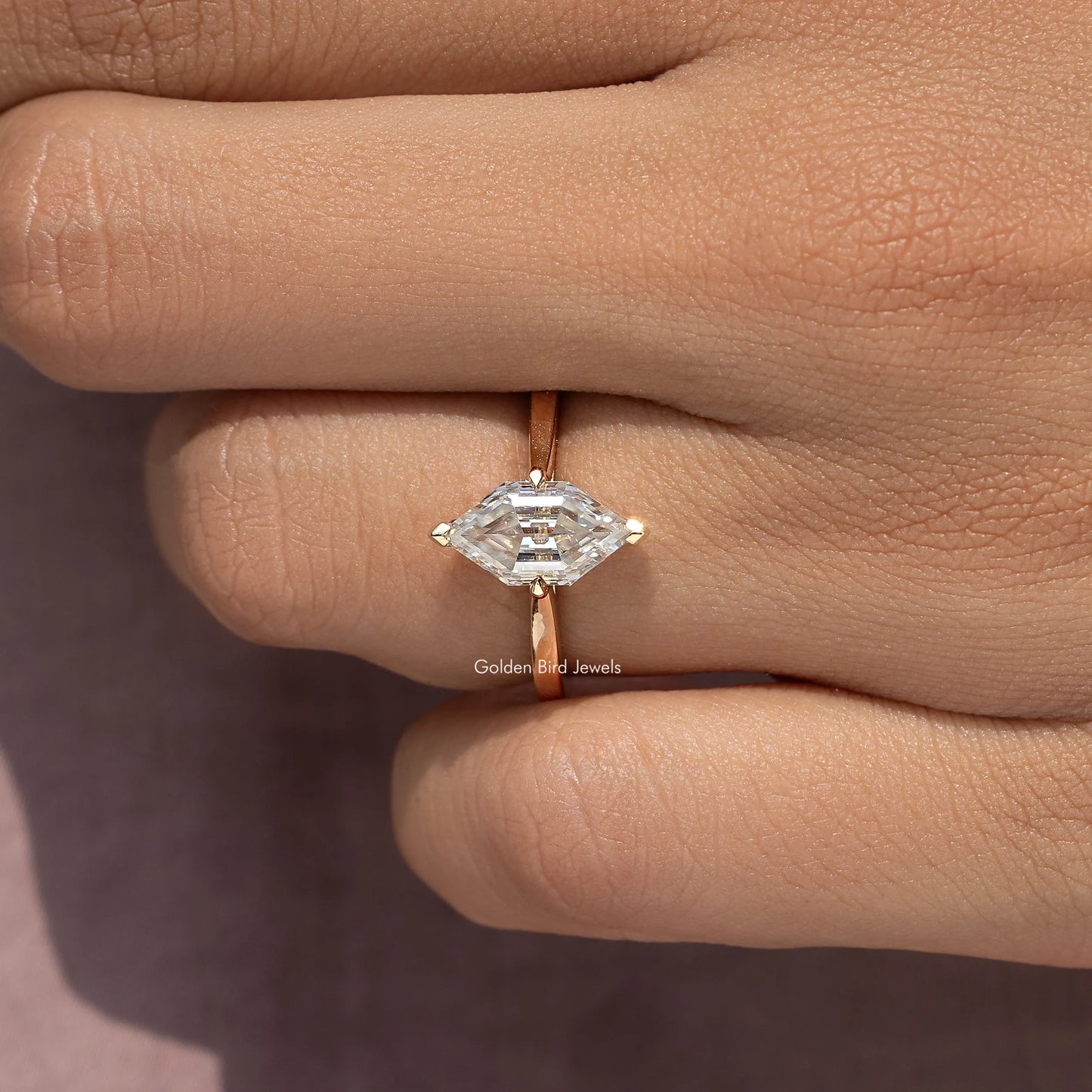Step Cut Moissanite Dutch Marquise Ring