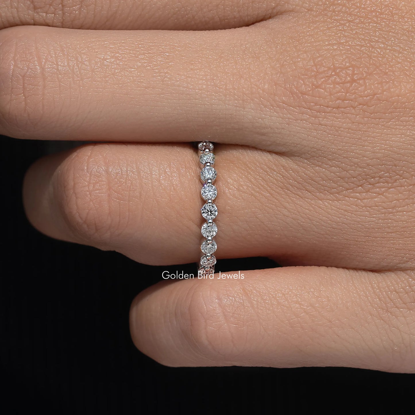 Round Cut Moissanite Diamond Half Eternity Band