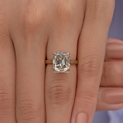 Old European Cushion yellow Moissanite Ring