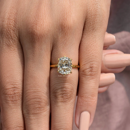 Old Mine Cushion Solitaire Moissanite Engagement Ring