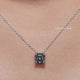 Front View of Gray Asscher Cut Moissanite Solitaire Pendant
