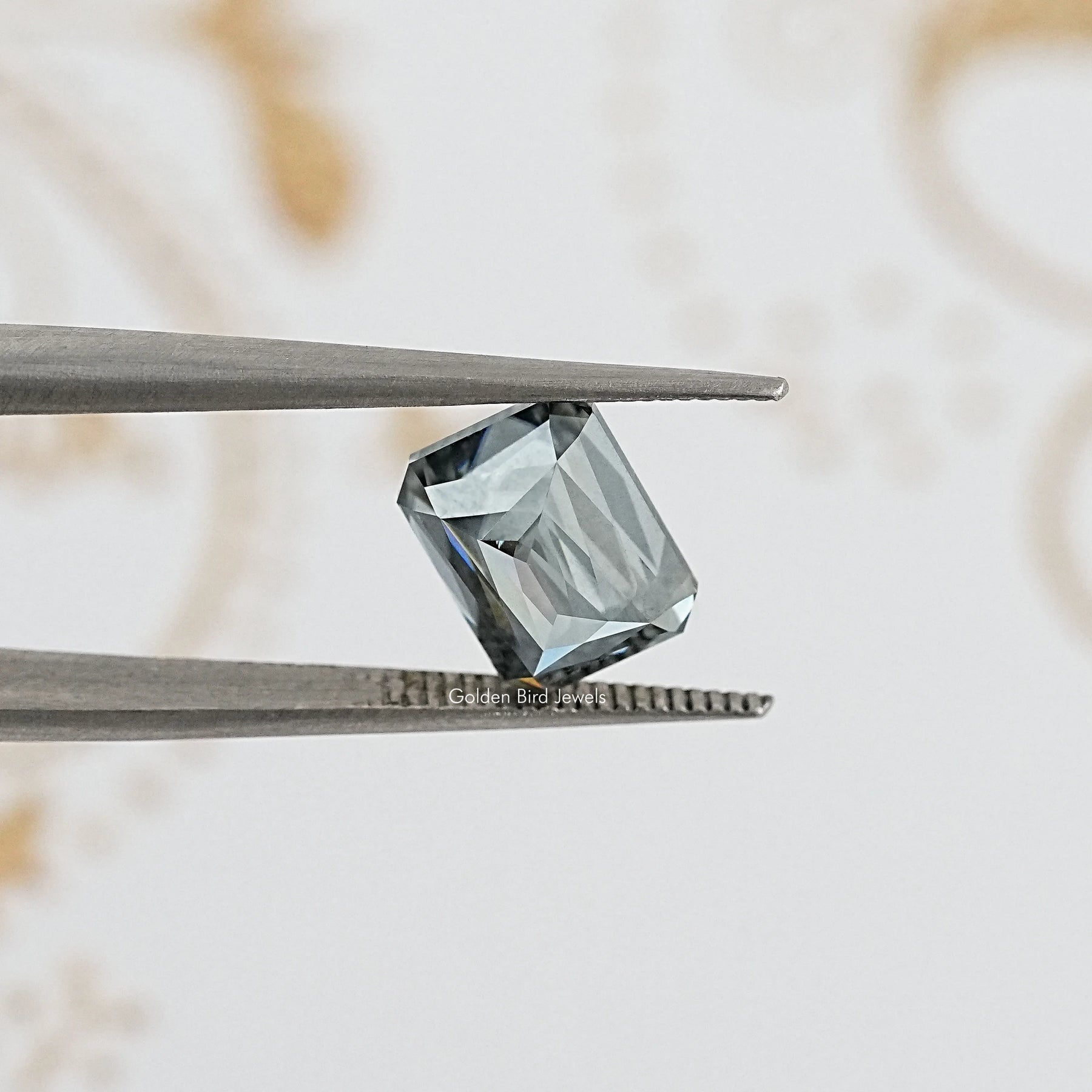 Close up View of Gray Criss Shape Moissanite for Engagement Jewelry