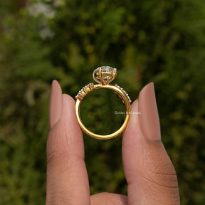 Moissanite Old Mine Oval Cut Accent Stone Infinite Ring