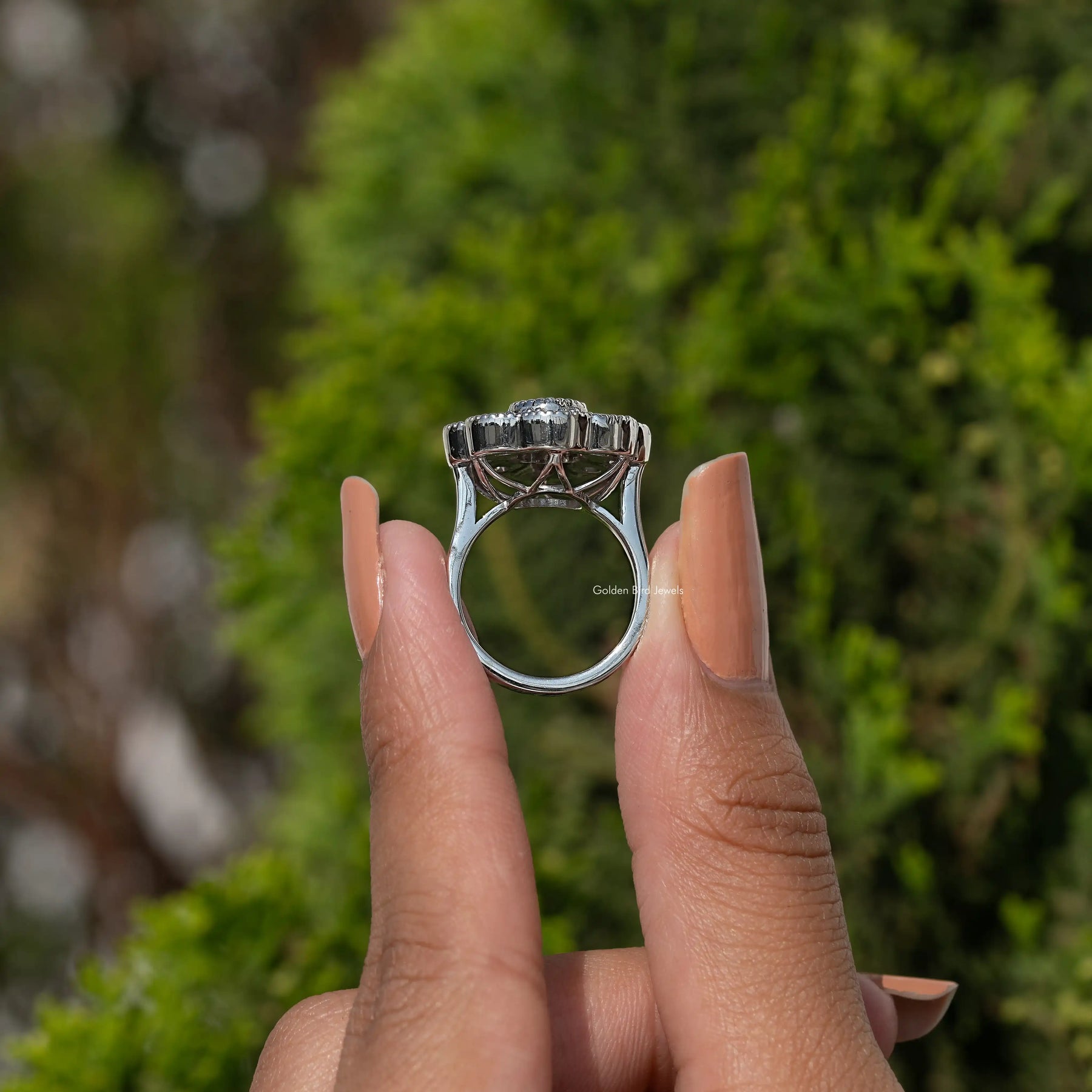 Old European Round Cut Moissanite Halo Ring