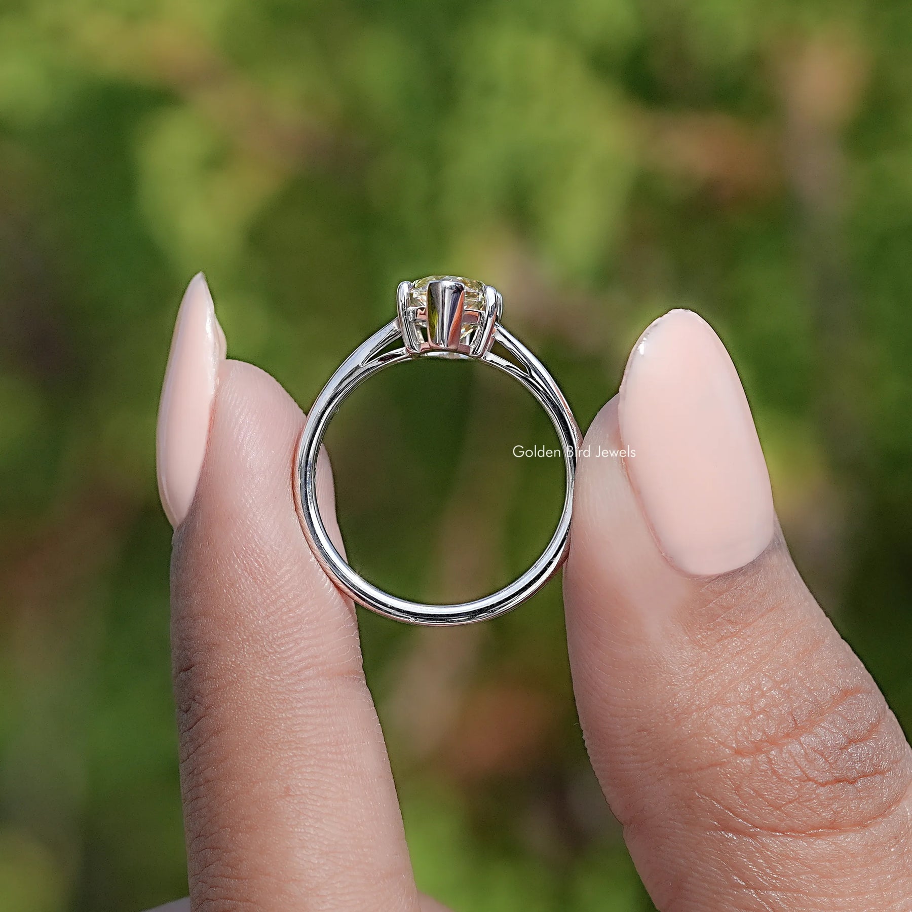 Back View Of Marquise Shaped Moissanite Ring