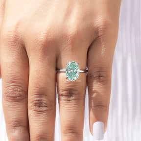 Detailed View Of Oval Shaped Moissanite Ring

