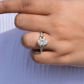 Close View Of Pear Cut Accent Engagement Ring

