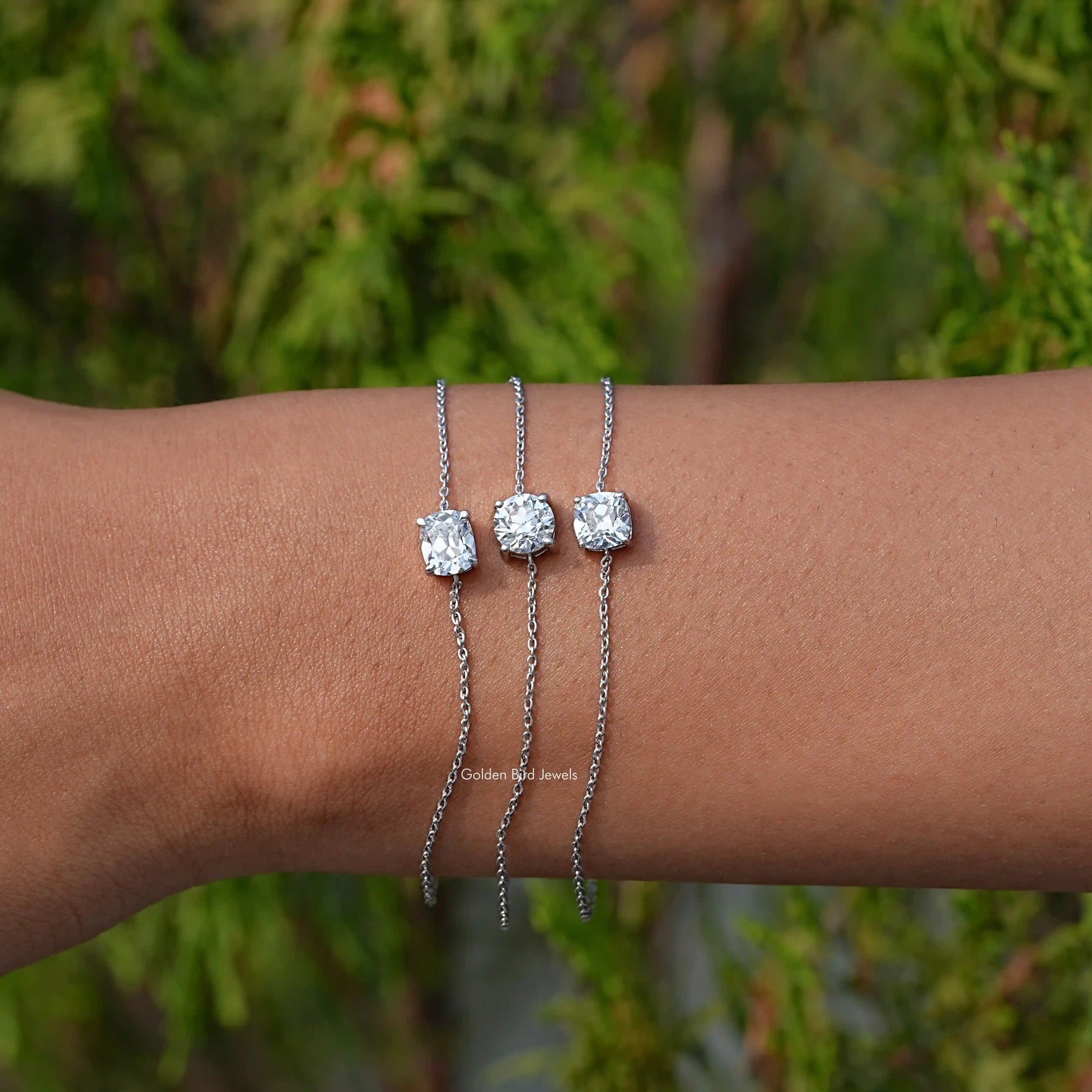 View of multi shaped diamond chain Bracelet