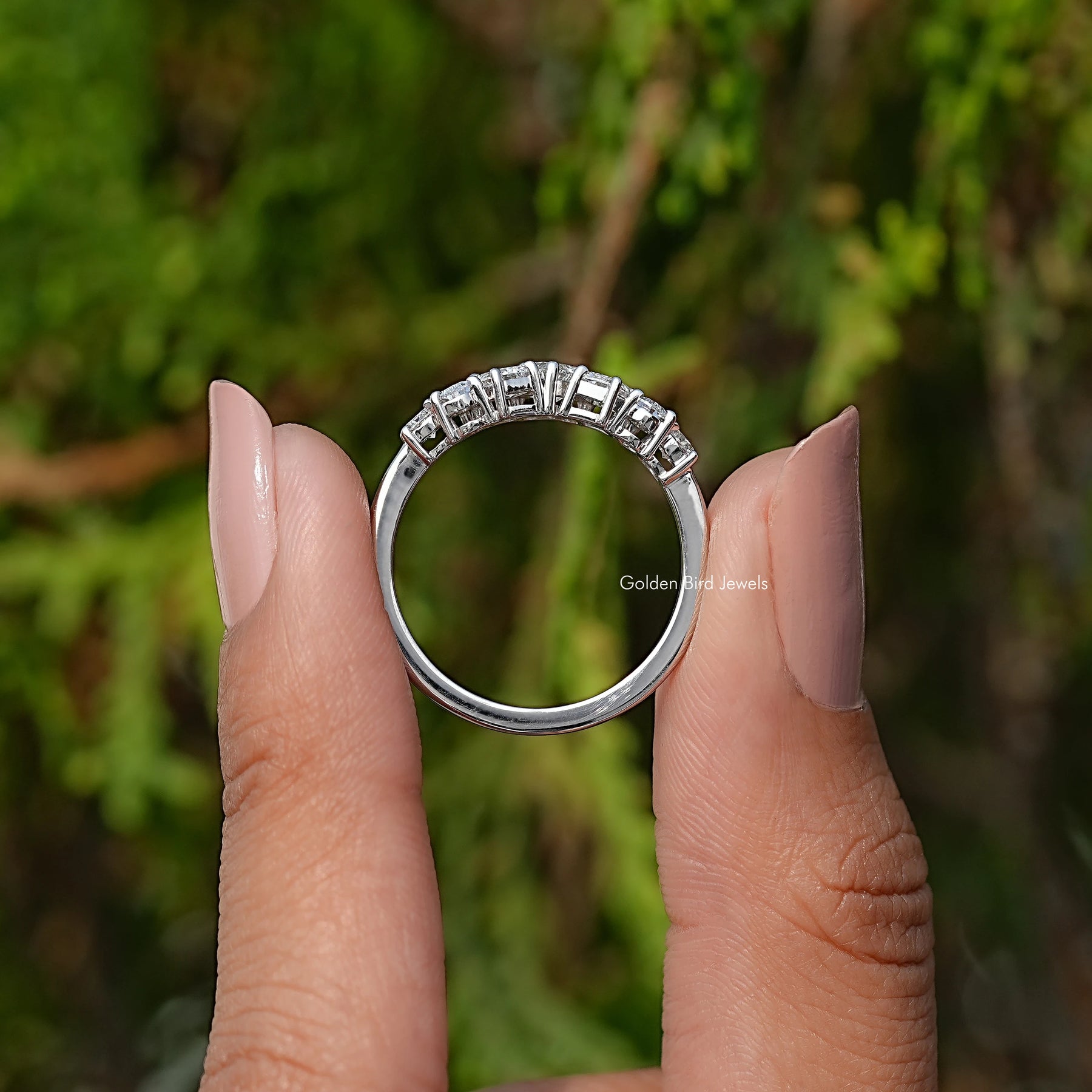 Back View Of Multi Shape Lab Diamond Engagement Ring
