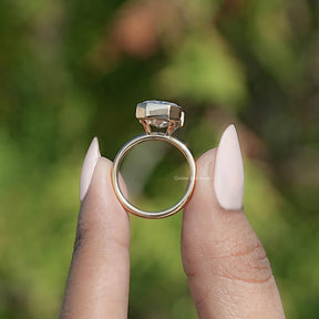 Back View Of Old Mine Emerald Cut Ring