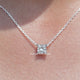 Close Up View of Princess Cut Lab Diamond Solitaire Pendant Necklace