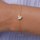 Close up View of Heart Shaped Diamond Solitaire Chain Bracelet