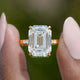 Front View of Off White Old Mine Emerald Moissanite Engagement Ring