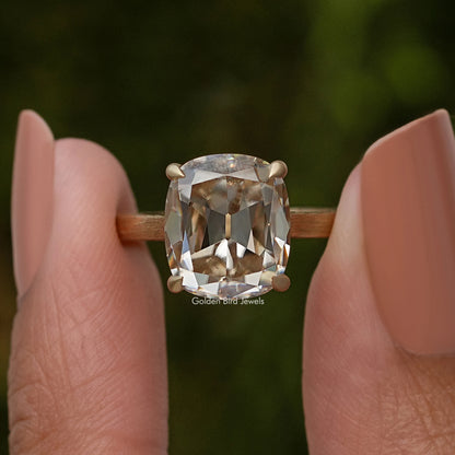 Old European Cushion yellow Moissanite Ring