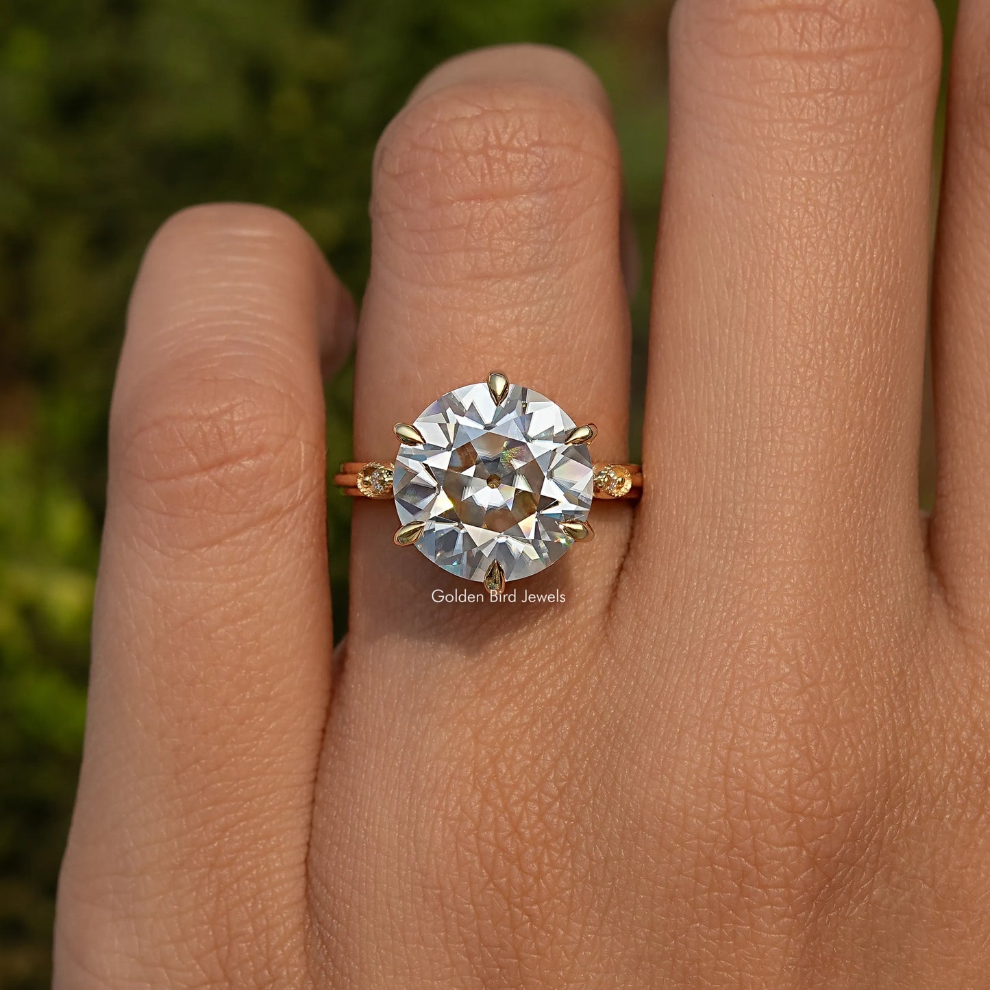 Old European Cut Round Moissanite Engagement Ring