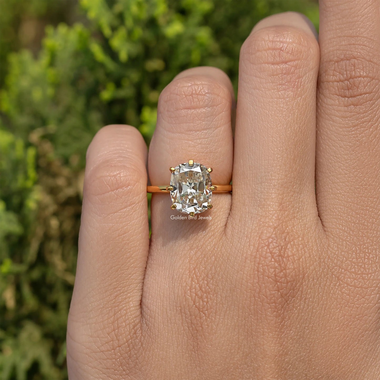 Old Mine Cushion Solitaire Moissanite Engagement Ring