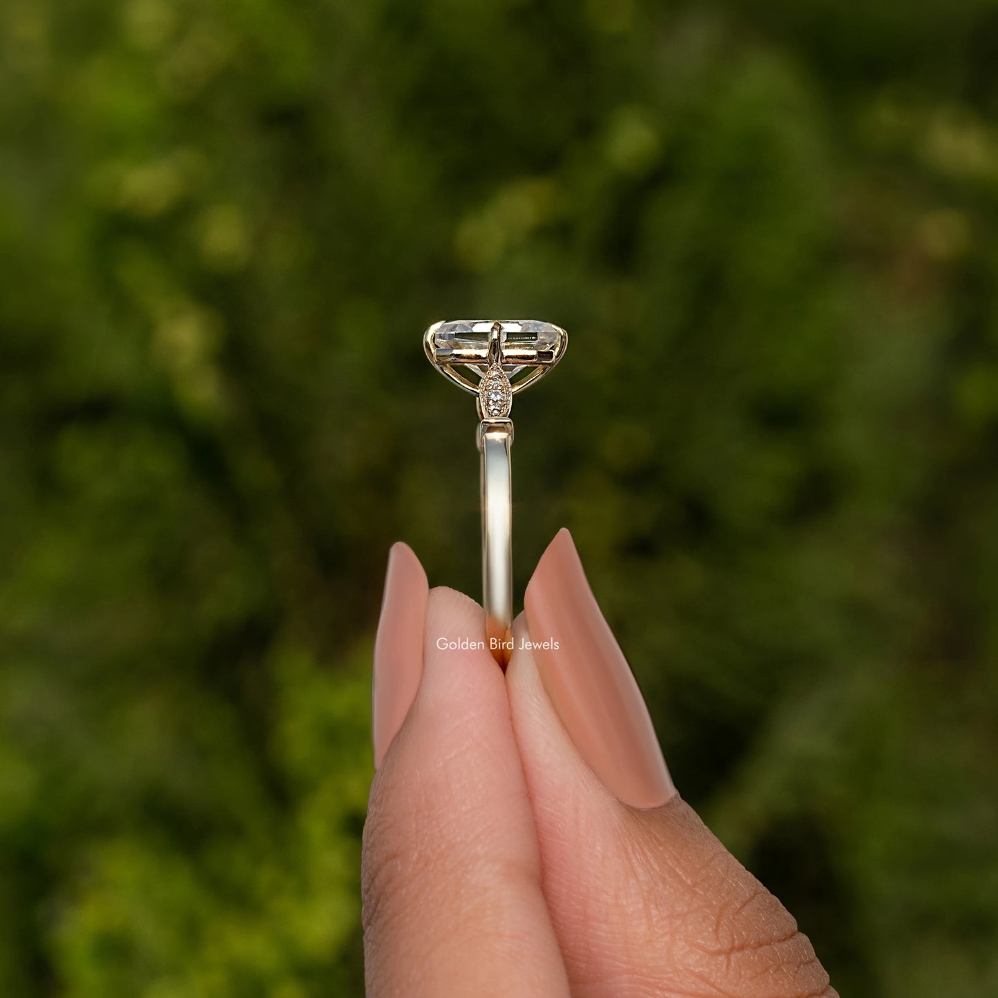 Old Mine Radiant Cut Moissanite Engagement Ring