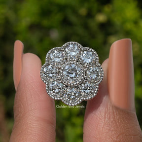 Old European Round Cut Moissanite Halo Ring