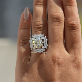 View of Old European Round Cut Moissanite Ring In Finger