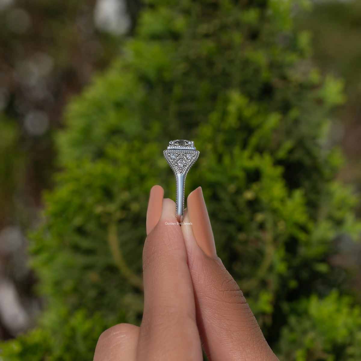 Old European Round Cut Moissanite Vintage Ring