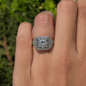 Old European Round Cut Moissanite Vintage Ring