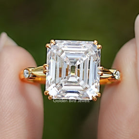 Front view of Old Mine Asscher Moissanite Solitaire Ring