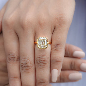 View of Asscher Cut Solitaire Engagement Ring in prongs setting