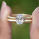 View Of Round Cut Old Mine Cushion Cut Lab Diamond Bridal Ring Set
