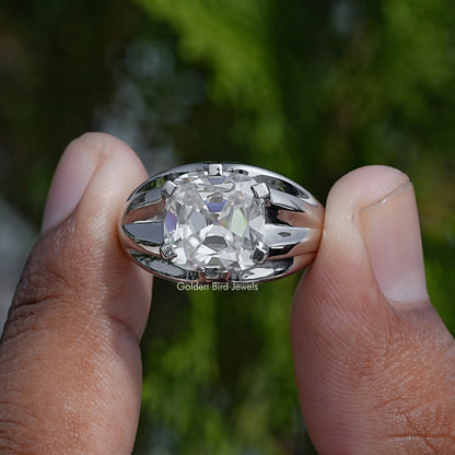 Old Mine Cushion Cut Moissanite Solitaire Ring