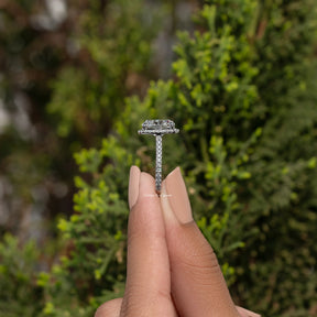 Old Mine Cushion Halo Moissanite Engagement Ring