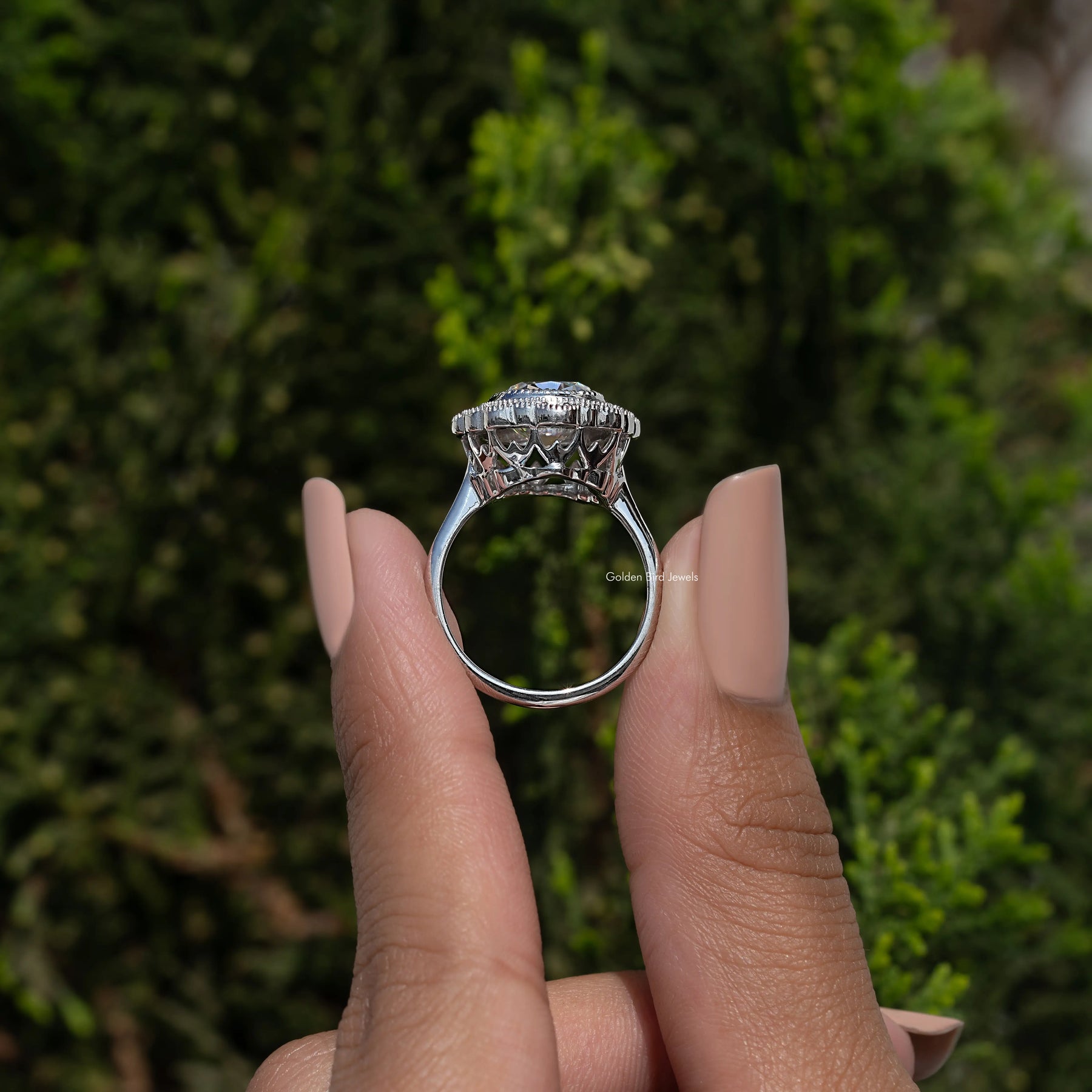Old Mine Cushion Cut Moissanite Halo Ring