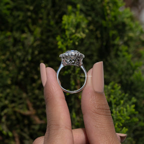 Old Mine Cushion Cut Moissanite Halo Ring
