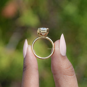 Back View Of Old Mine Emerald Cut Ring
