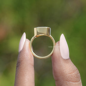 Back View Of Old Mine Emerald Cut Ring