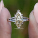 Front View of Old Mine Marquise Shaped Moissanite Solitaire Ring