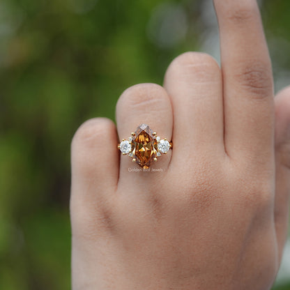 Moissanite Old Mine Moval Engagement Ring