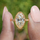 Old Mine Moval Moissanite Milgrain Accent Ring