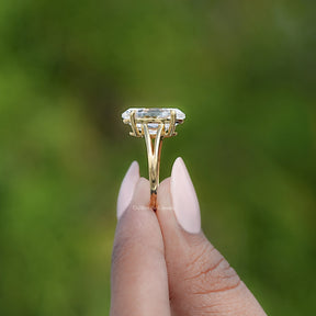 Old Mine Moval Moissanite Split Shank Solitaire Ring