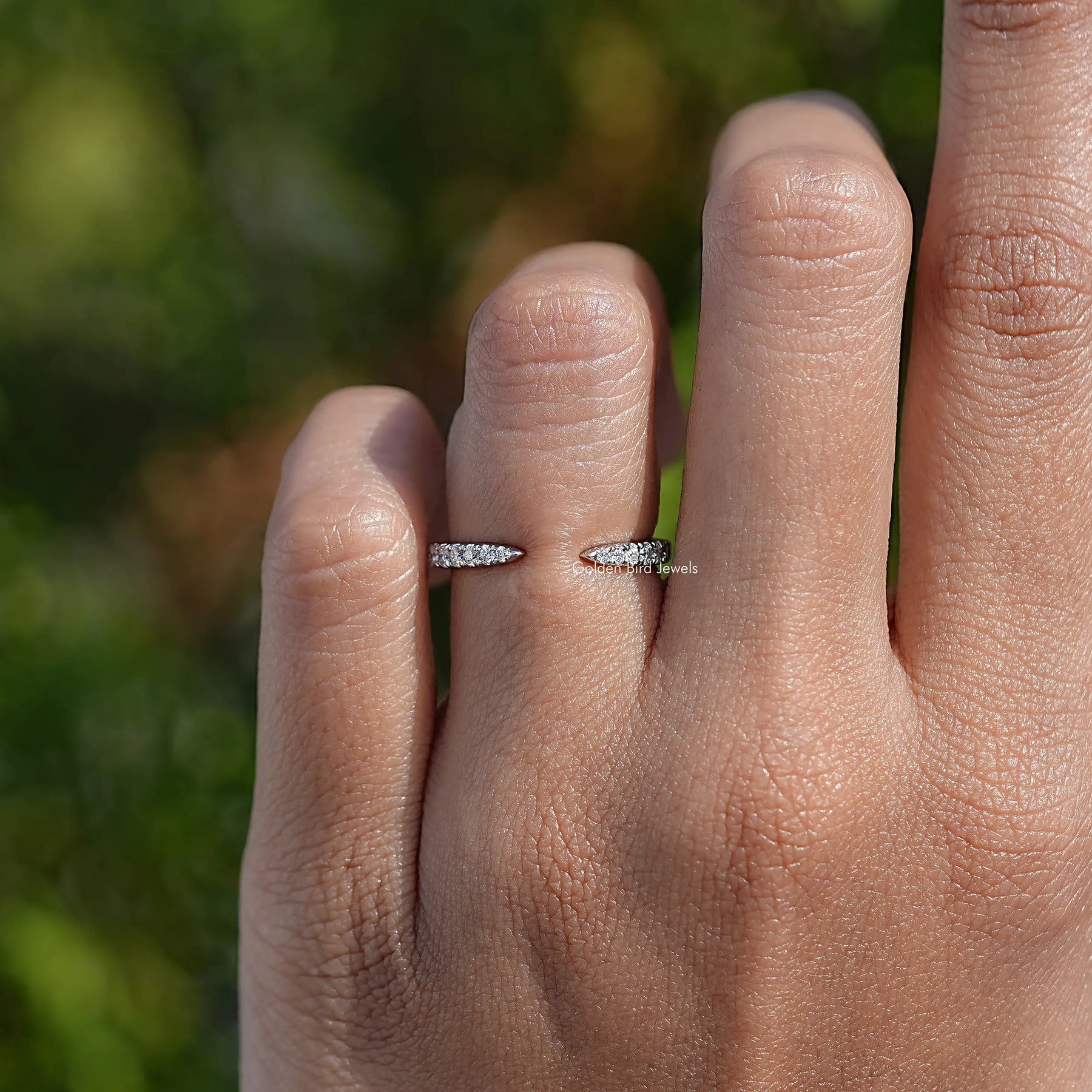 Round Moissanite Open Cuff Stacking Band