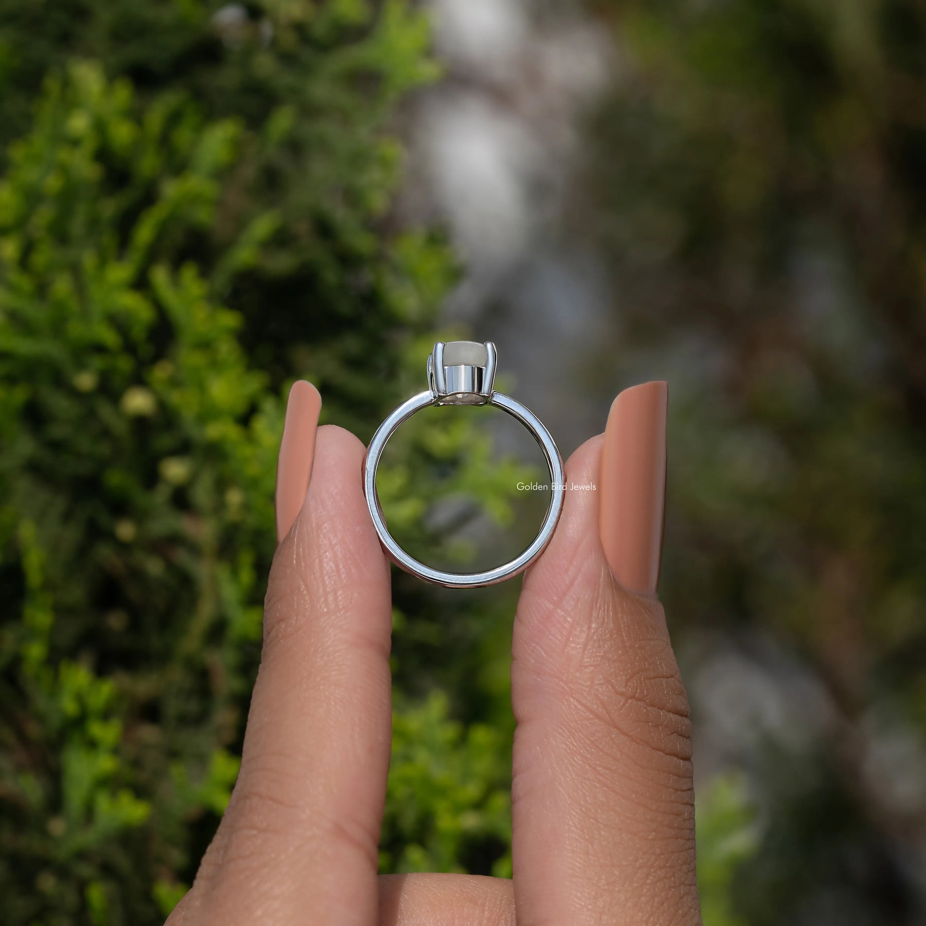 Oval Moonstone Gemstone Solitaire Engagement Ring