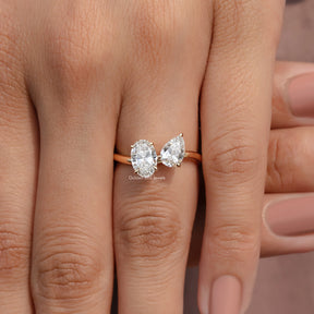 Oval And Pear Cut Lab Diamond Toi Et Moi Ring