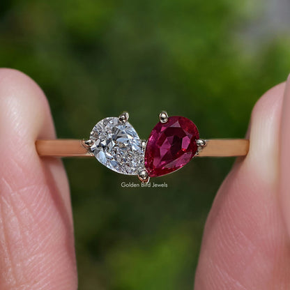 Toi Et Moi Pear Cut Gemstone Engagement Ring