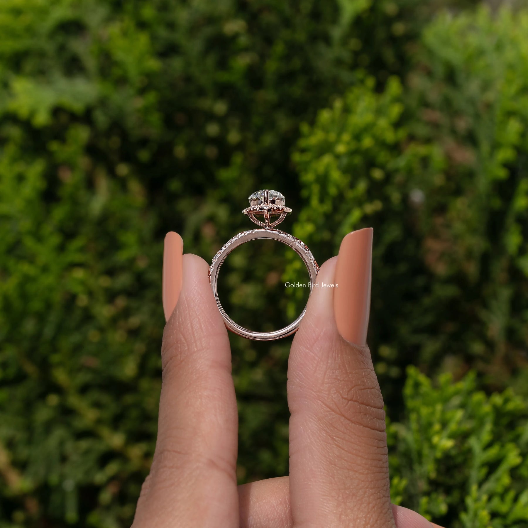 Pear Shaped Moissanite Halo Accent Bridal Set