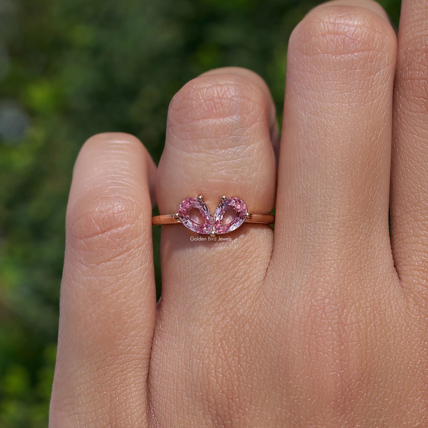 Pink Pear Shaped Lab Grown Gemstone Toi Et Moi Ring