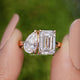Pear And Emerald Cut Moissanite Two Stone Ring