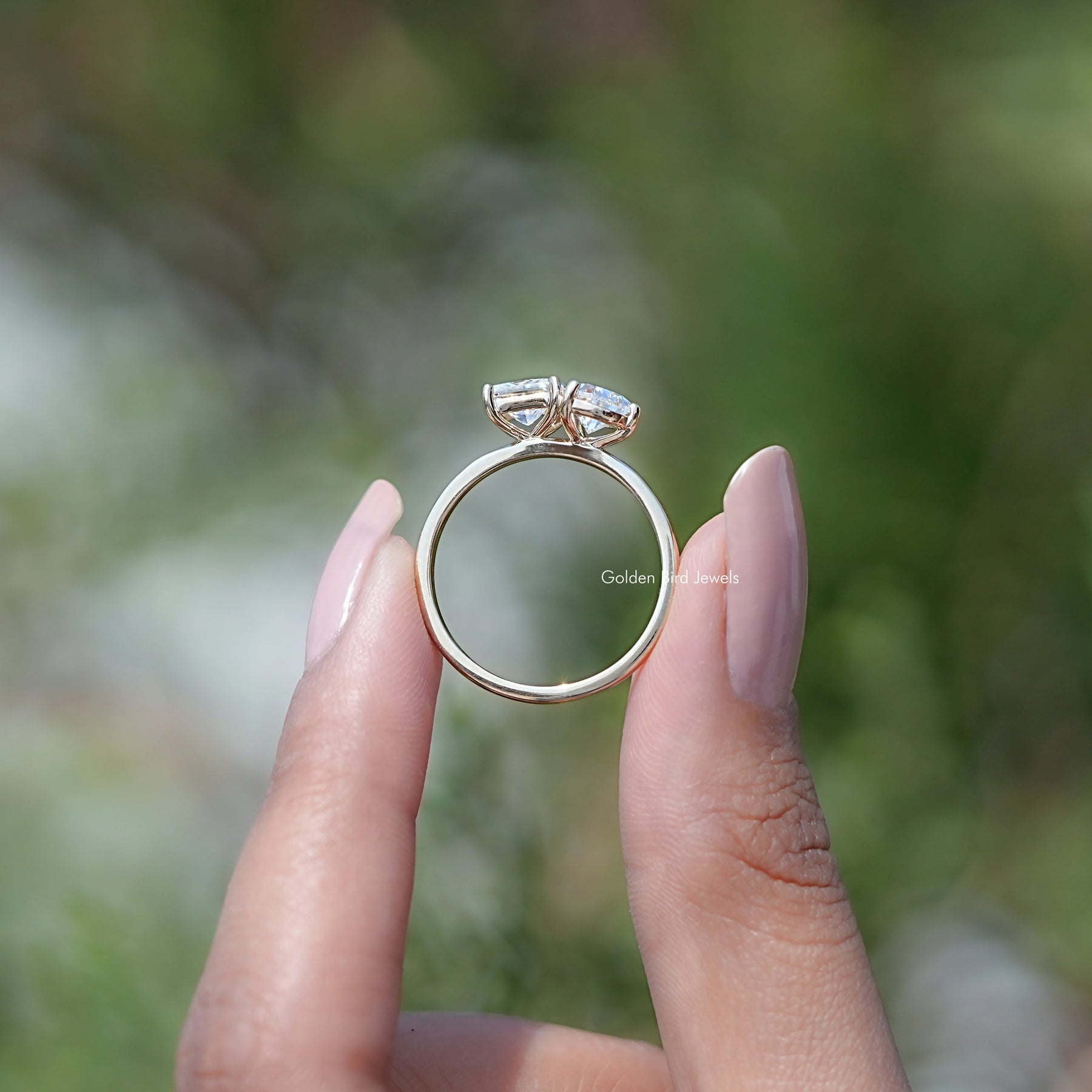 Back View Of Lab Diamond Toi Et Moi Ring